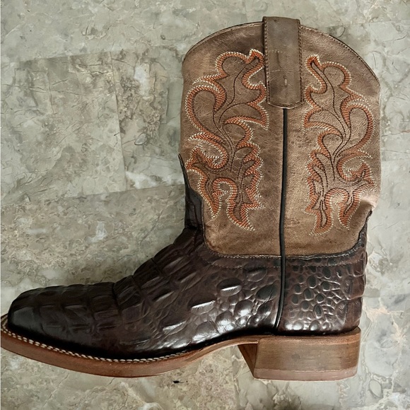 Anderson Bean Kids Chocolate Croc Print Square Toe Cowboy Boots(Worn 3 times). - Picture 7 of 10
